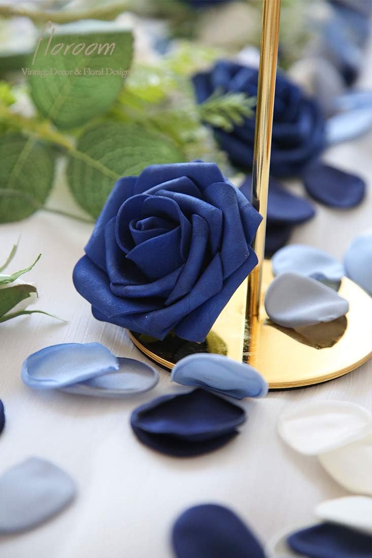 Floroom 300pcs Rose Petals Dusty Blue Navy Faux Silk Flower Petals for Wedding Flower Girl Basket Aisle Scatter Dinner Table Centerpieces Party Confetti Decoration Romantic Night Home Decor - Image 3