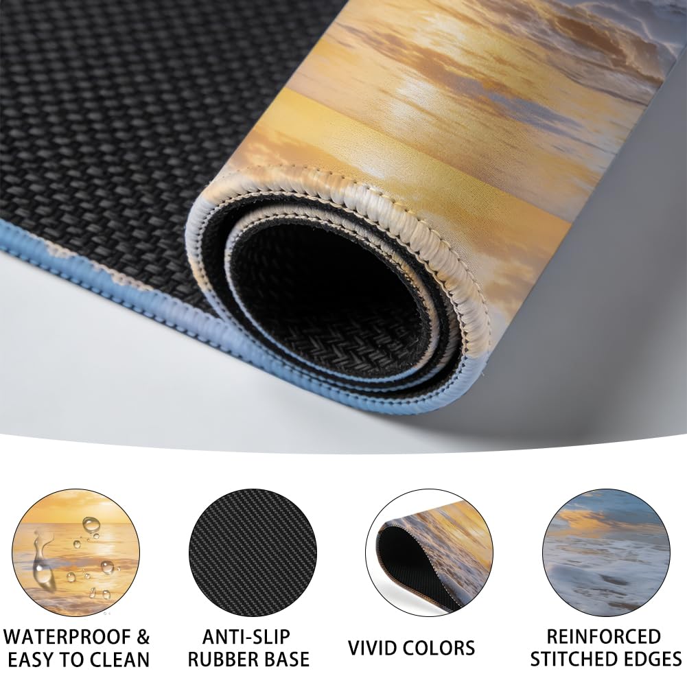Alfombrilla de ratón grande para videojuegos, playa, alfombrilla de escritorio, alfombrilla de ratón, protección de mesa, decoración de oficina, impermeable, base de goma, alfombrilla de