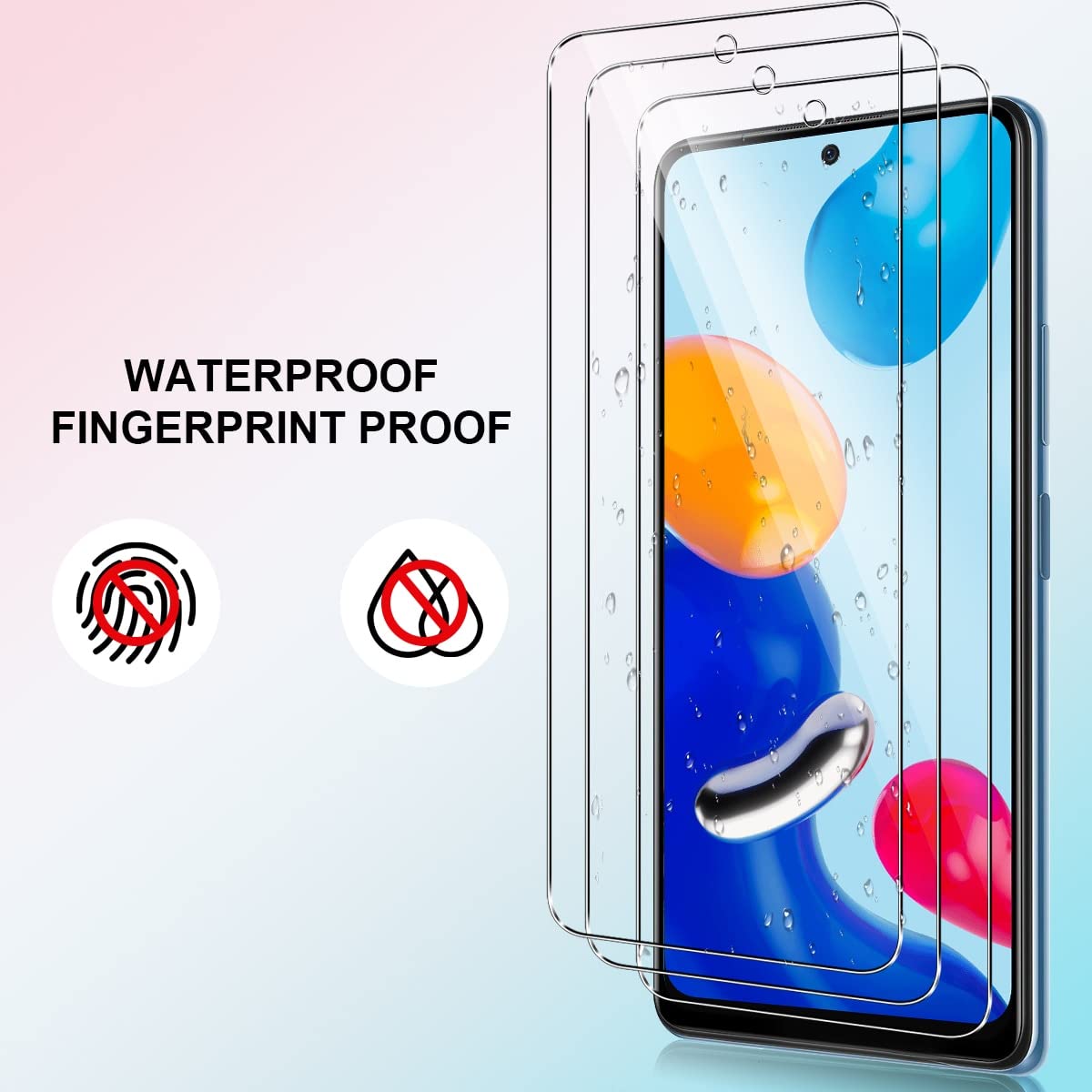 Vauki Set di 3 vetri temperati per Xiaomi Redmi Note 10 5G/Poco M3 Pro 5G vetro protezione schermo, pellicola HD durezza 9H vetro ultra resistente