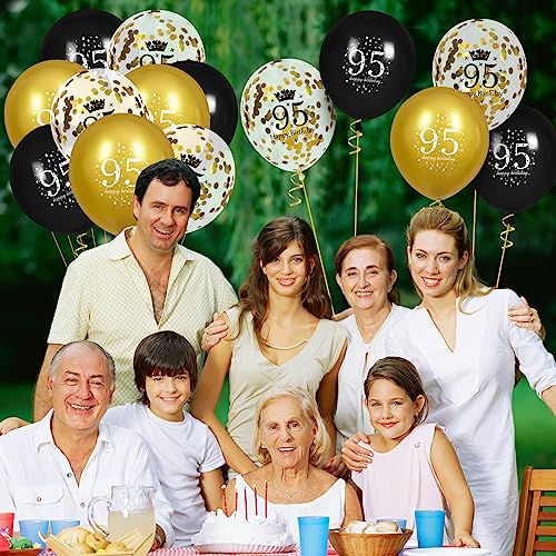 Image of Black Gold 95th Birthday Balloons - 15 Pcs, Party Decorations for Men & Women