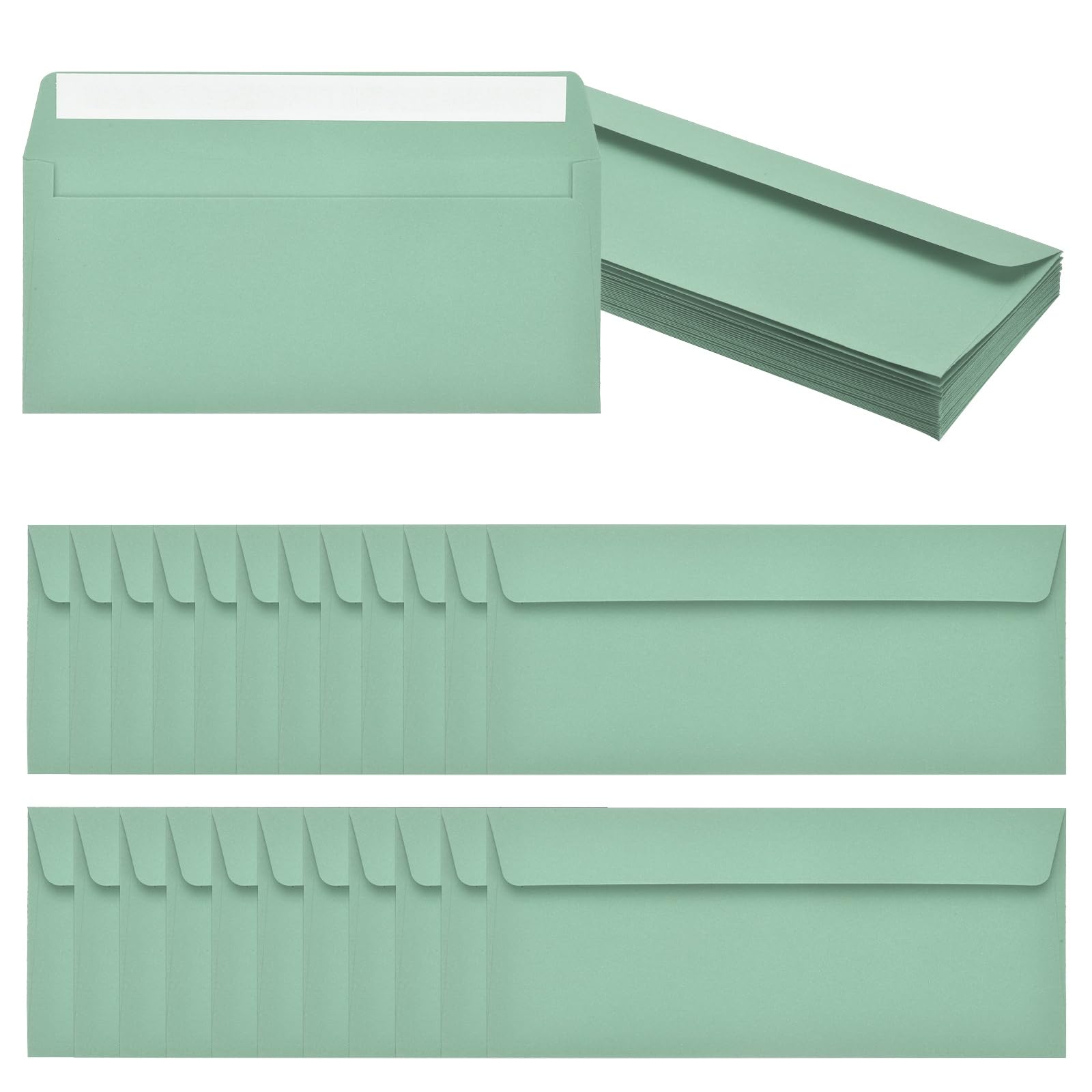 PATIKIL 24 Pack Grass Green #10 Business Envelopes, Colored Self Seal Letter Size Envelopes for Business Mailing Office Checks Invitation, 24.1 x 10.5 cm