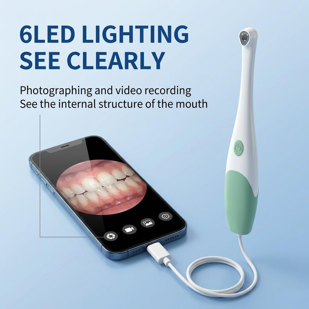 Visualize Surface Details for Personal Care - 3-in-1 HD Intraoral Inspection Camera Compatible with Android OTG Devices and Windows PC - USB/Type-C/Micro Handheld Observation Tool