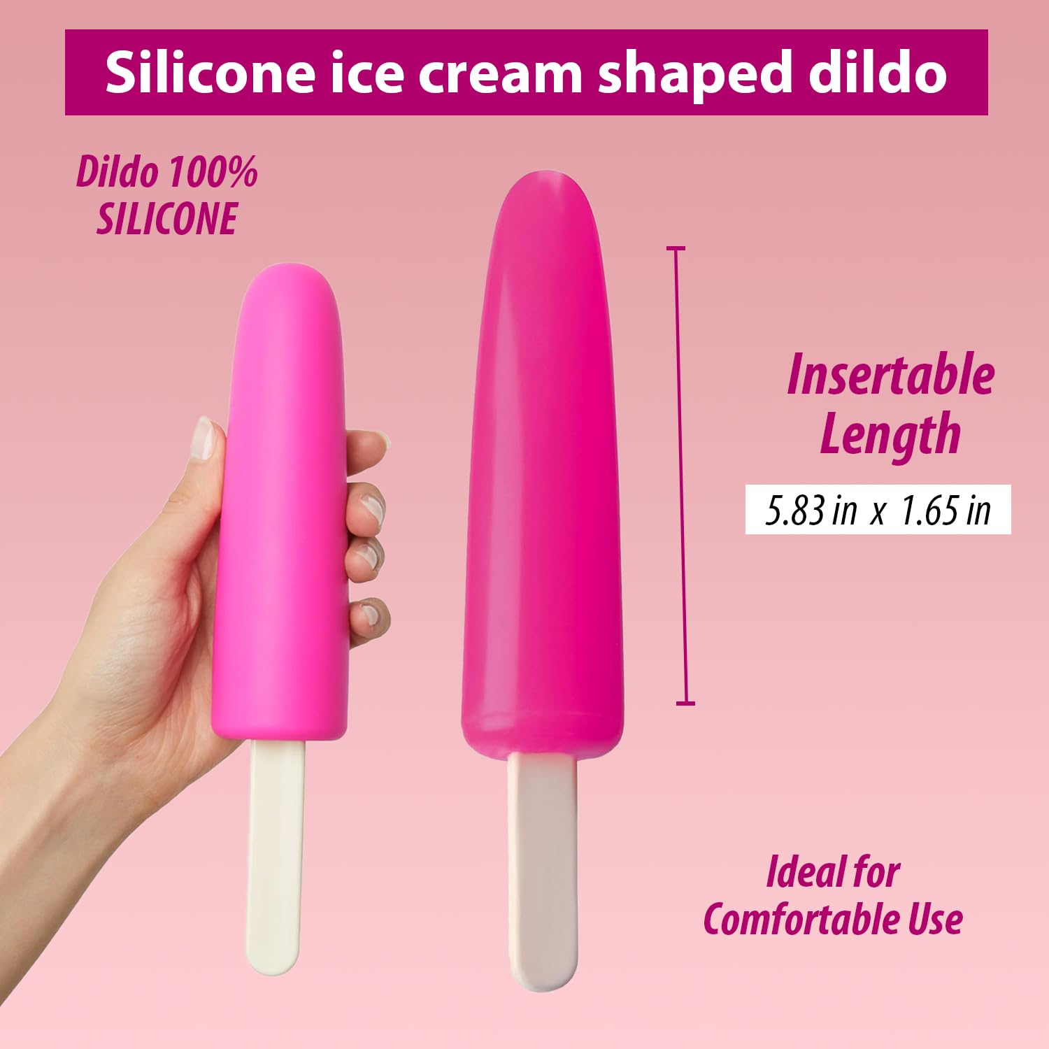 Love To Love iScream Silicone Waterproof Dildo - Innovative Freezable & Heatable Design, Ultimate Pleasure Sex Toys for Adults, Versatile Adult Toys for Couples & Singles, Premium Sex Toy: Danger Pink