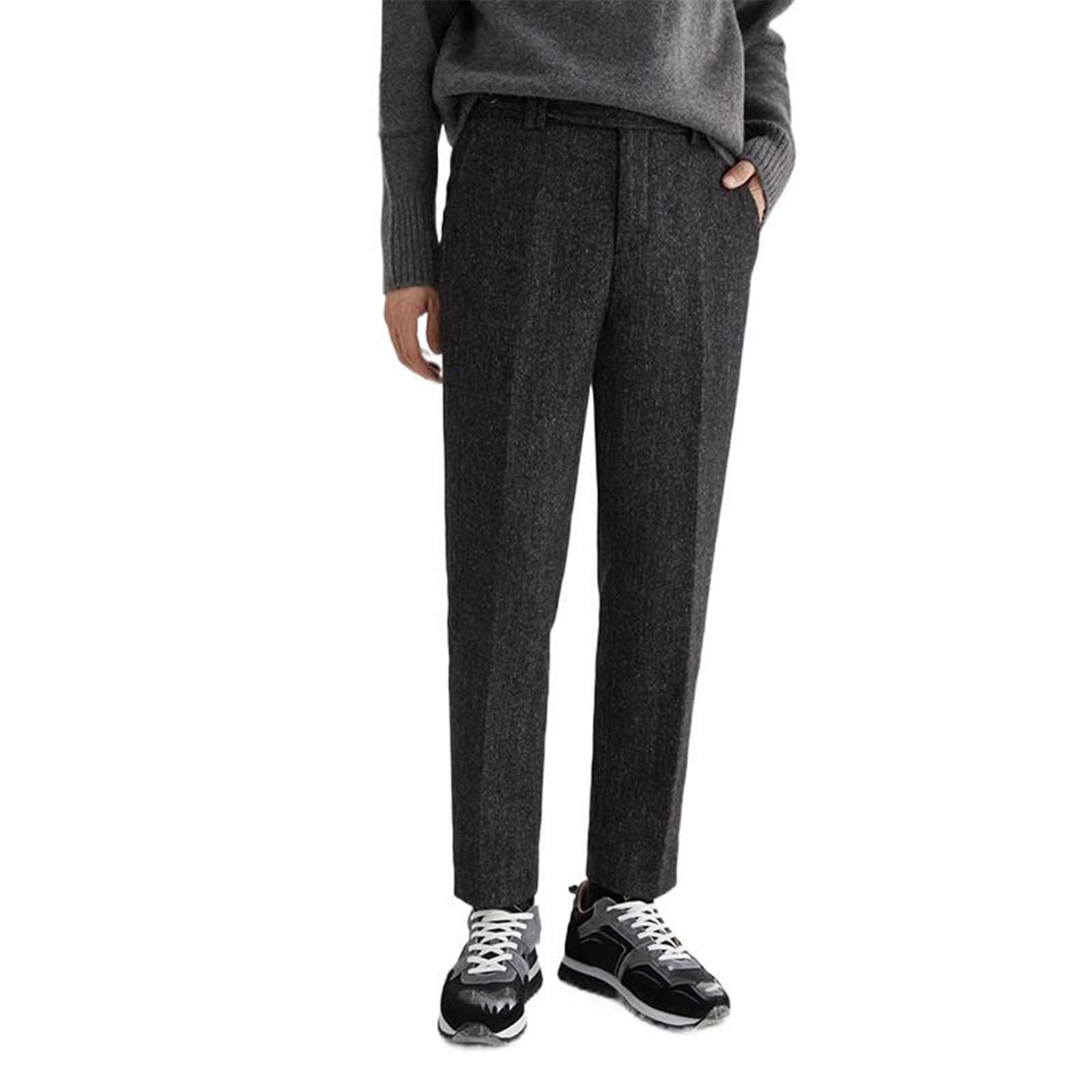Mens Suit Pants Autumn Winter Straight Leg Loose Business Casual Office Dress Trousers for Men