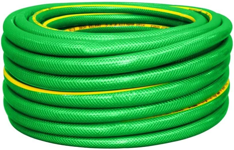 Reinforced Garden Hose | Radial Braided Multi-Purpose Kink Resistant Master Hose | 4 Layers Hose UV Protected Watering Hose for Gardens, Lawns and Other Watering Purposes (1/2 Inch 15M, Green)