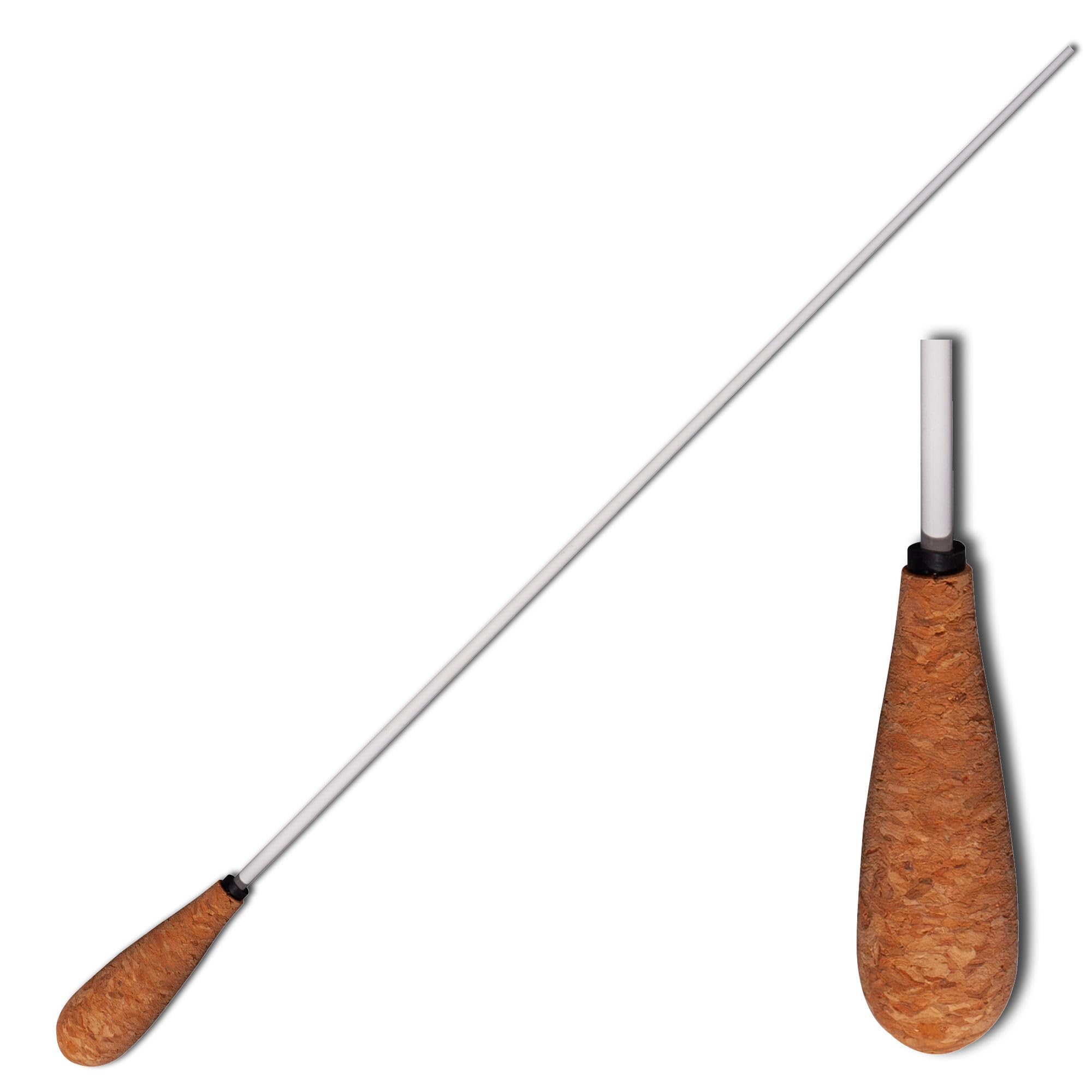 Montford Conductor's Baton, 16" with Cork Tapered Handle. Ergonomic Handle for Secure Grip, Elegant White Lacquered Stick