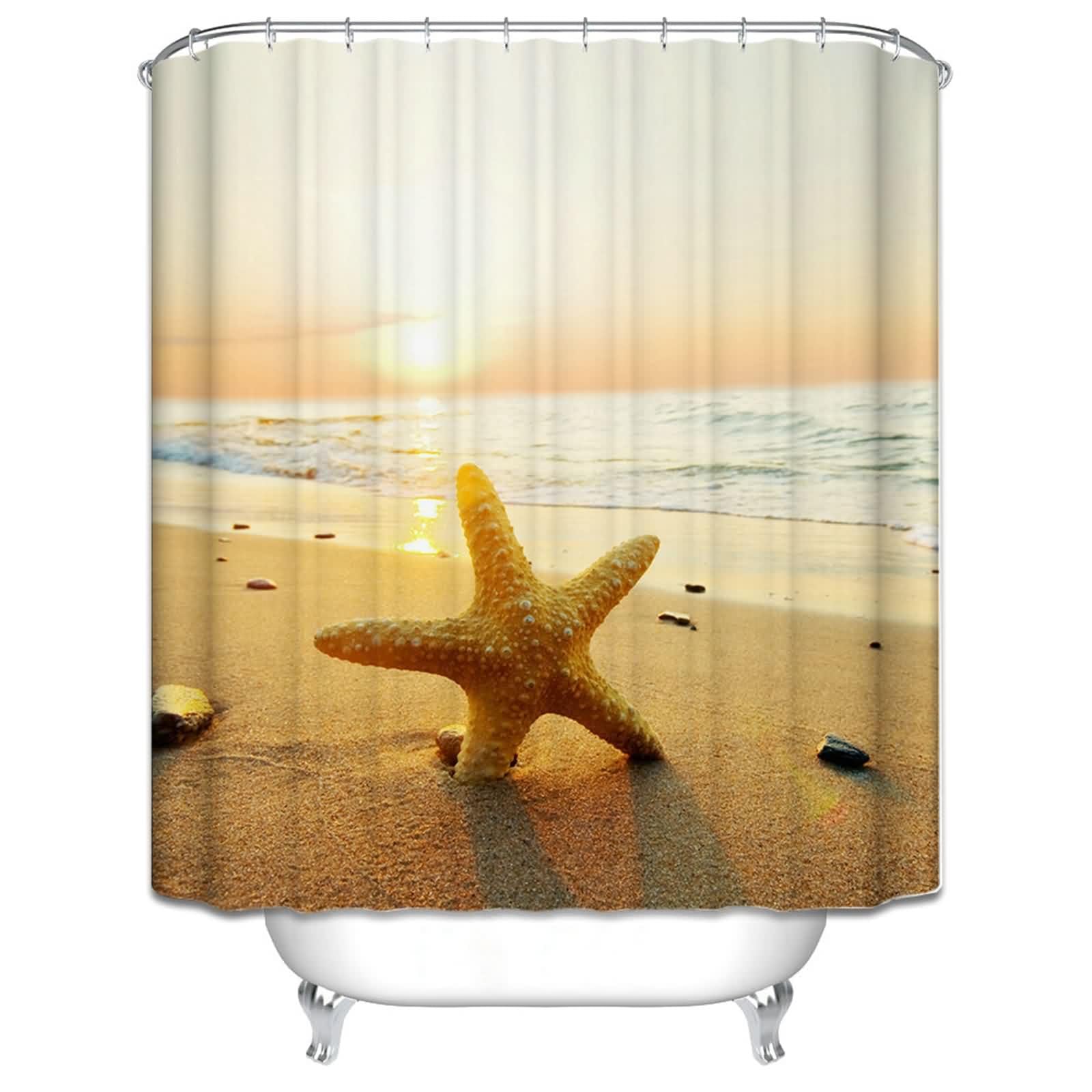 Rideau de douche lin salle de bain pour fenetre style plage