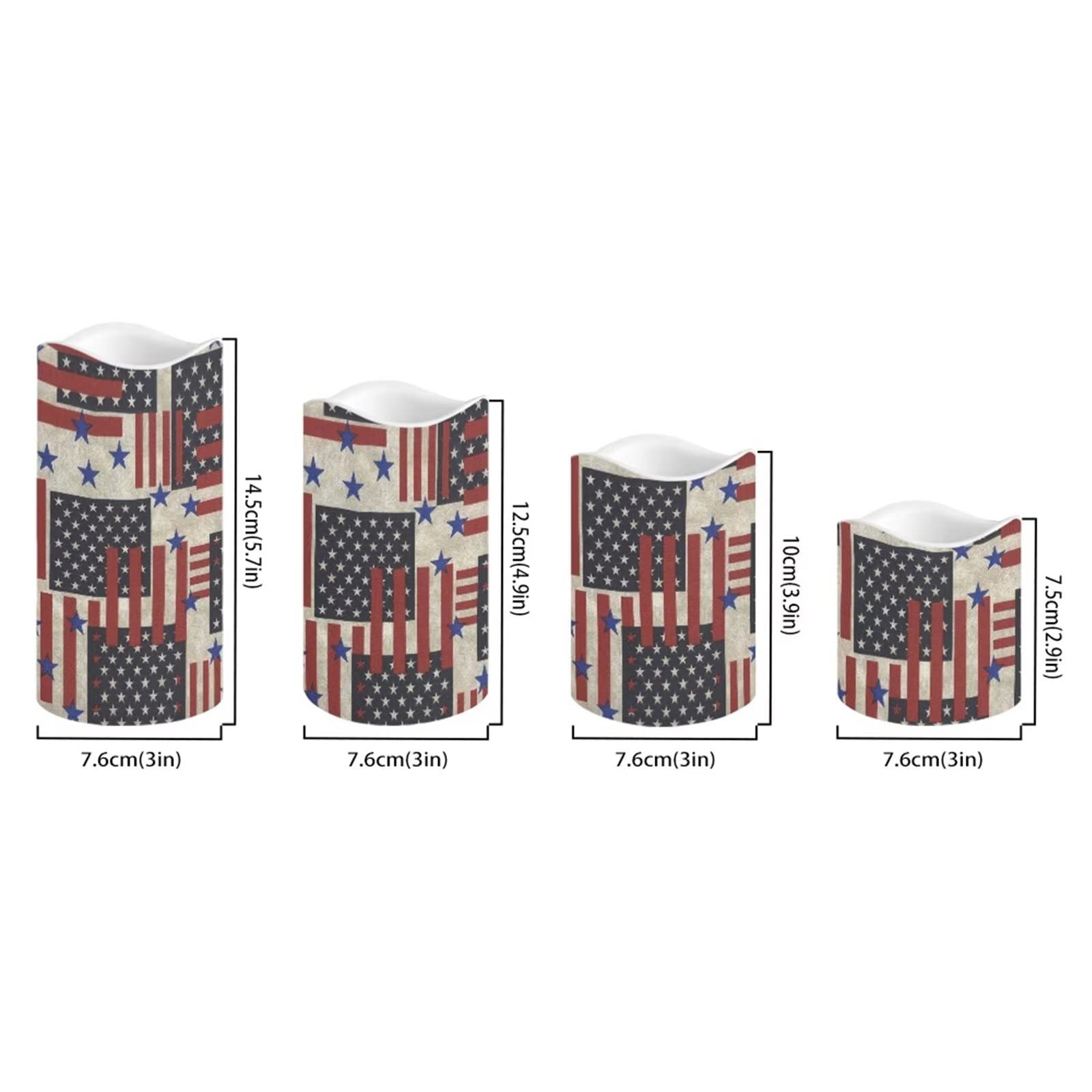 DISNIMO Velas LED sin llama con parpadeo de la bandera americana, velas de pilar de cera LED eléctricas para exteriores, para exteriores, decoración de festivales, etc