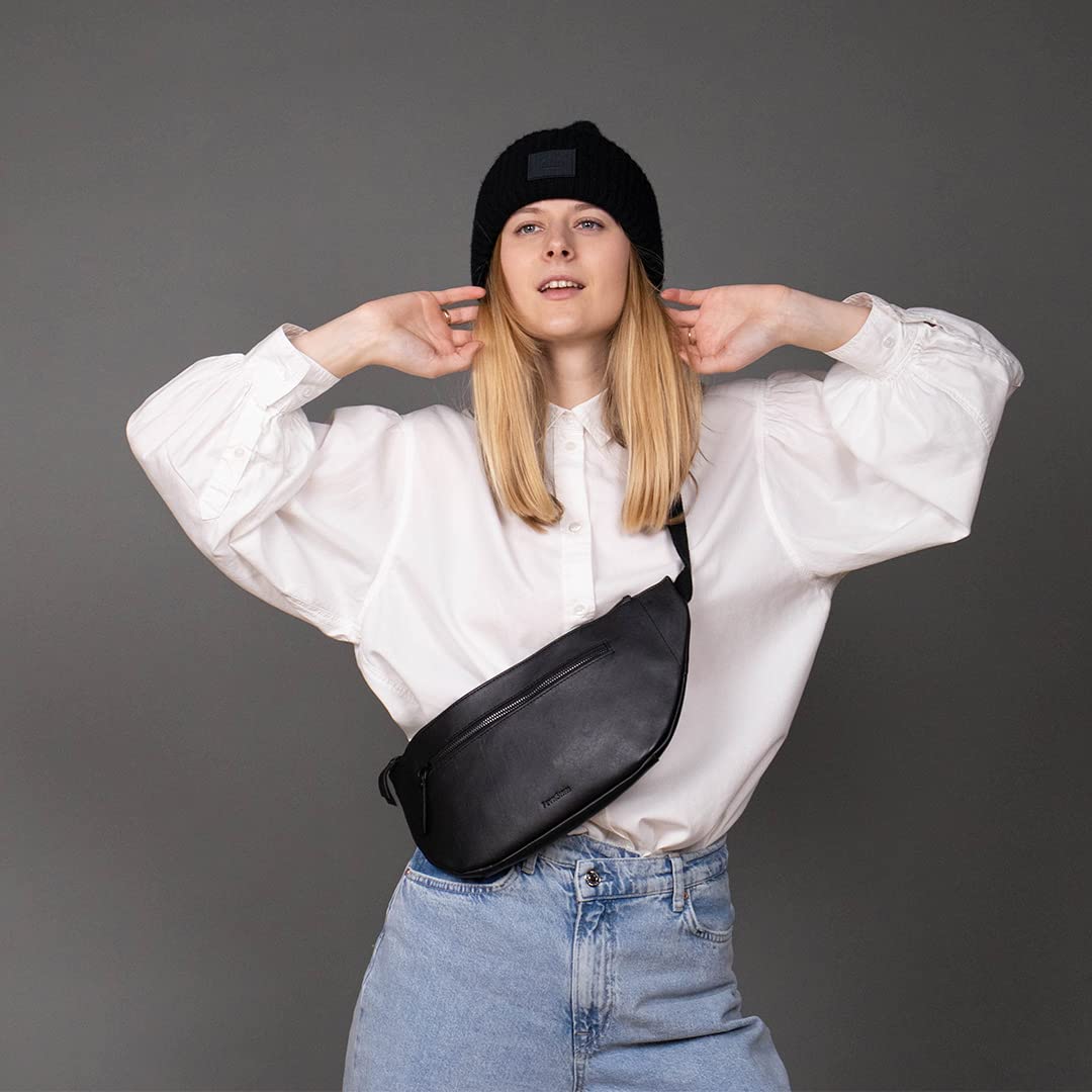 Hüfttasche echt Leder - Body Bag NORI - Festival Tasche mit Schultergurt - Ledertasche Herren und Damen schwarz handgefertigt