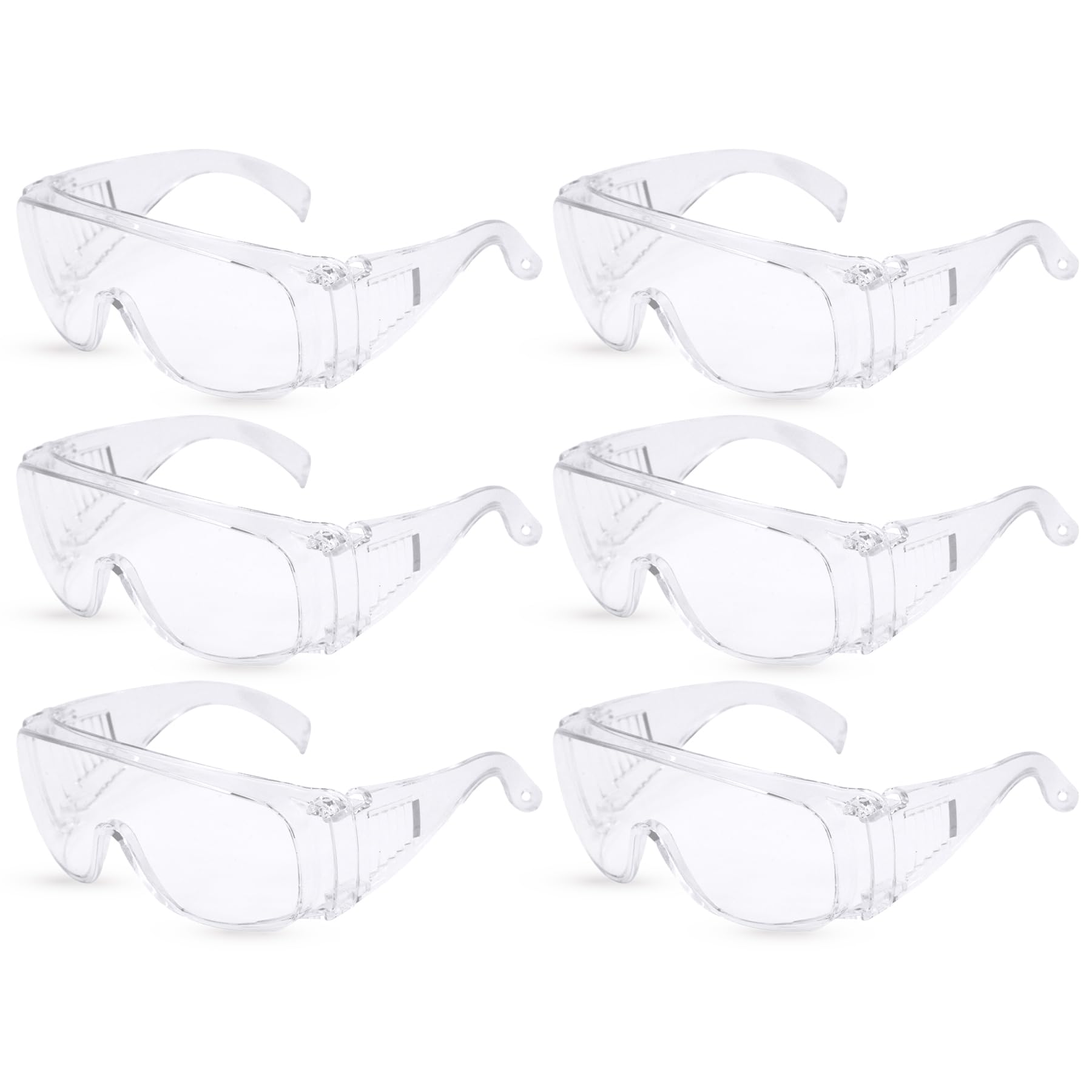 SAFE HANDLER BISON LIFE Diamont Clear Vented Over Glasses Safety Glasses 6 PAIR | Meets ANSI Z87.1, Impact Resistant Polycarbonate Lens (6 Pairs)