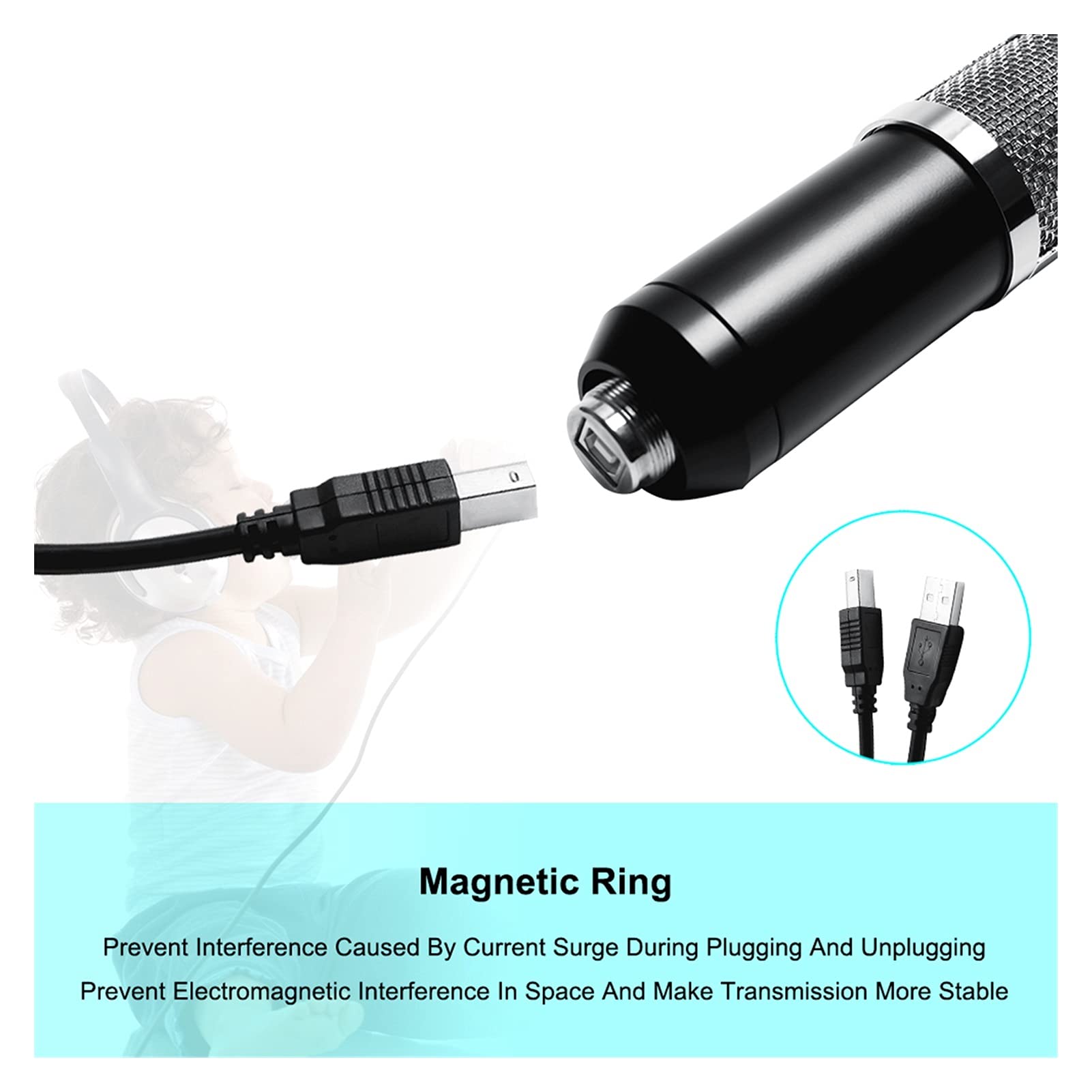 microphone 192KHz / 24Bit Zestawy mikrofonów skraplacza BM 800 MIC USB do MicroFone Nagrywanie PC D78 Mic z Shock Mount mic (Color : 7 Black)