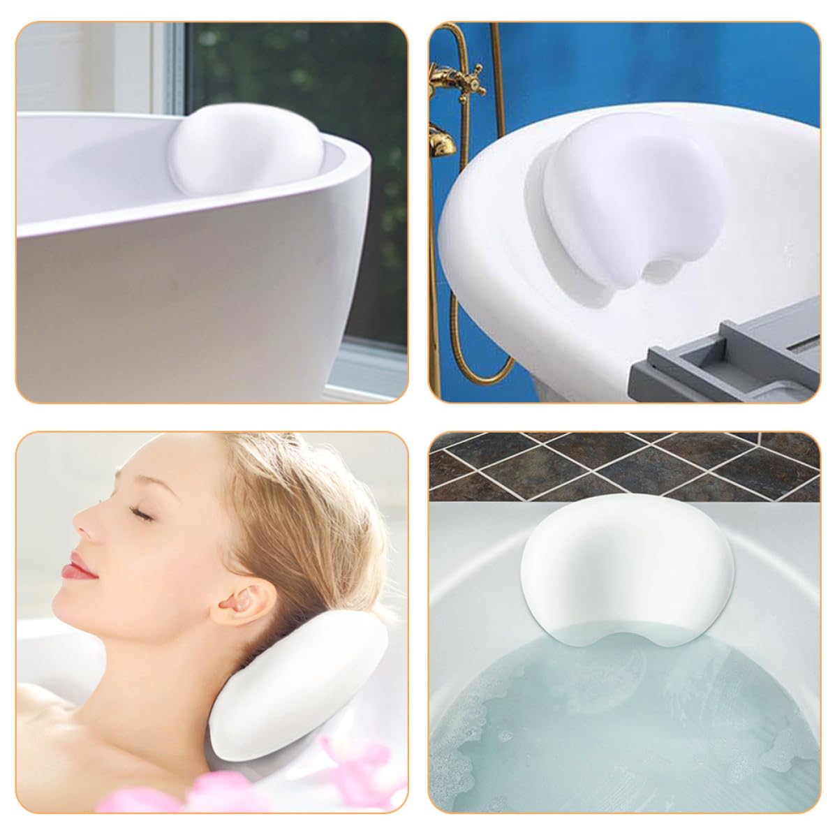 Luxshiny Almohada Ergonómica de PU con Ventosas para Soporte Cómodo de Cabeza, Cuello y Zona Superior, Adecuada para SPA y Uso en Casa