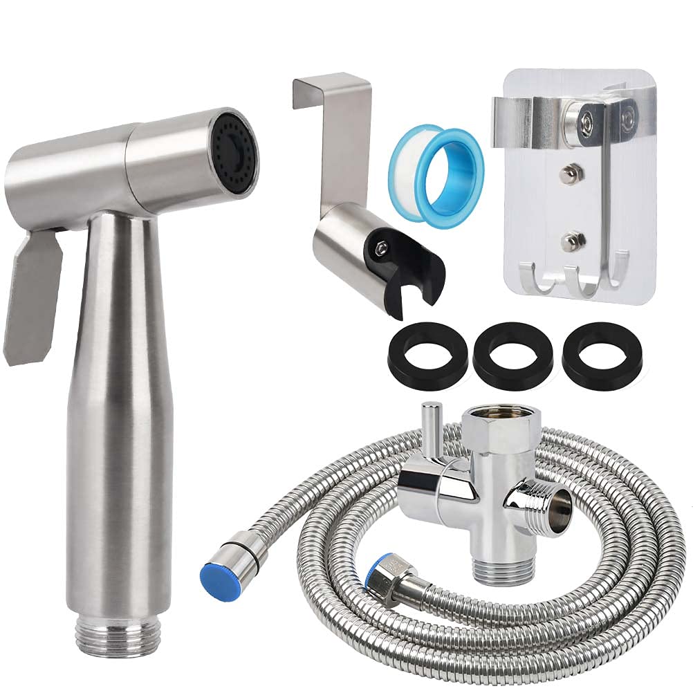 BUYGOOHandheld Bidet Sprayer for Toilet - Adjustable Water Pressure Control with Bidet Hose for Feminine Wash, Stainless Steel Brushed Nickel Cloth Diaper Toilet Sprayer for Baby Wash
