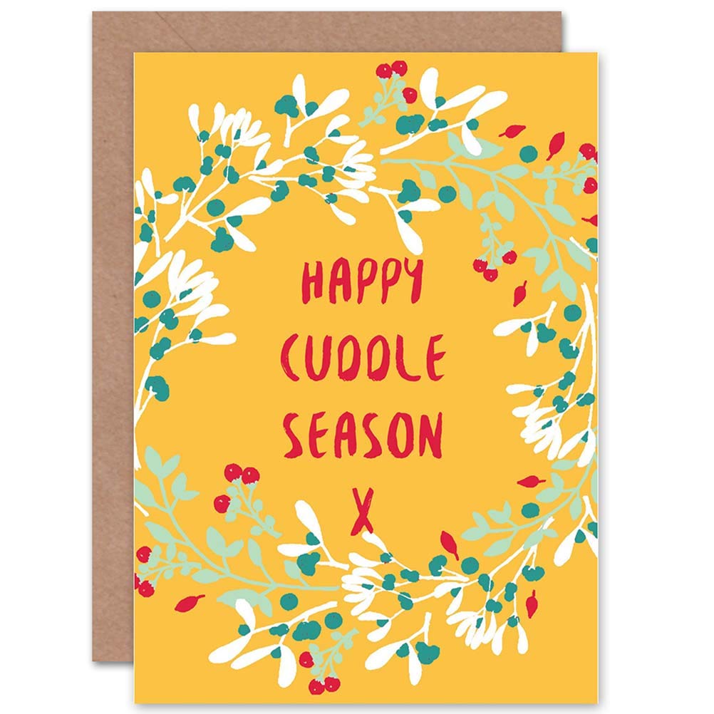 Wee Blue Coo CARD CHRISTMAS TYPOGRAPHY HAPPY CUDDLE SEASON