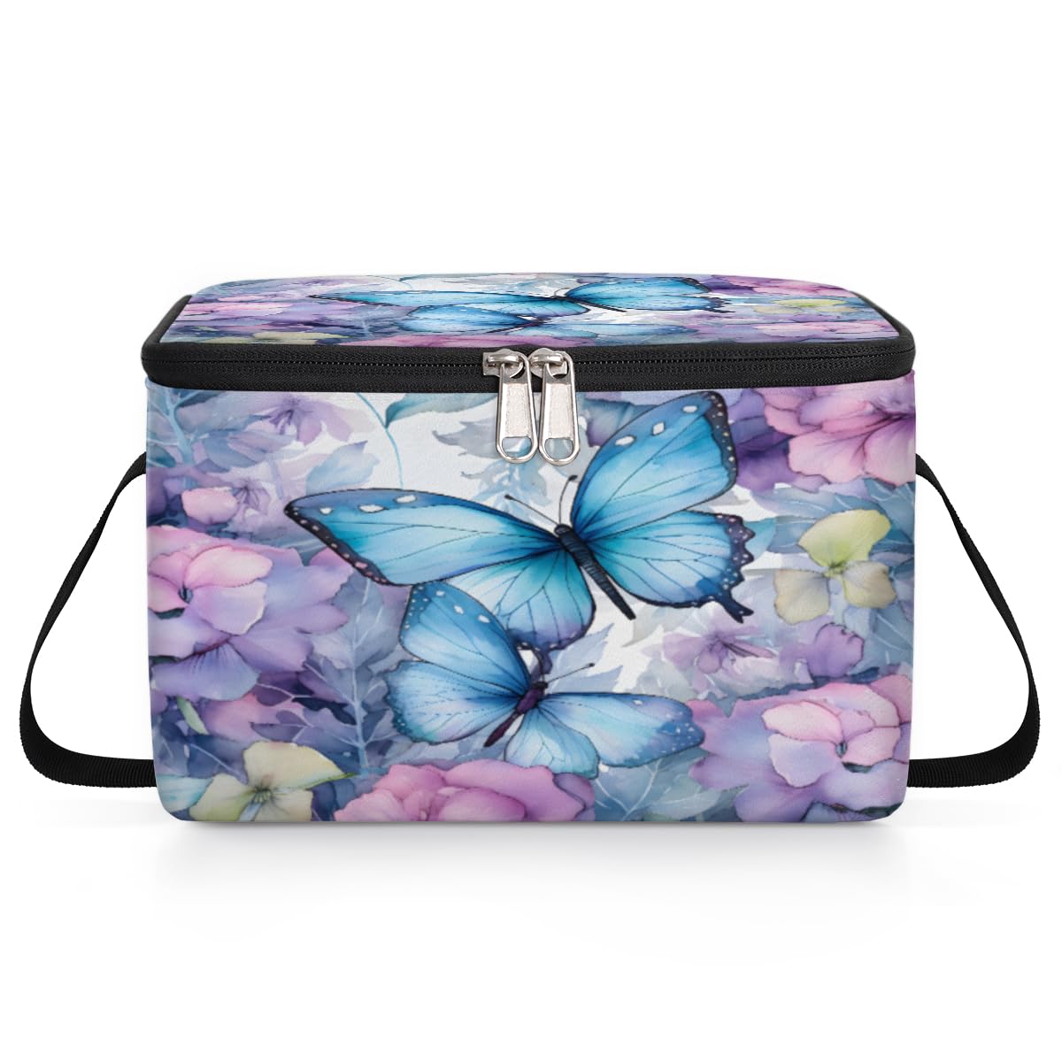 GzLeyigou Butterfly Beautiful Lunch Bags for Women Men 9 Cans, Hot & Cold Food Delivery Bag Insulated Grocery Bag Insulated Lunch Box Floral Cooler Bag for Office Work Picnic Beach