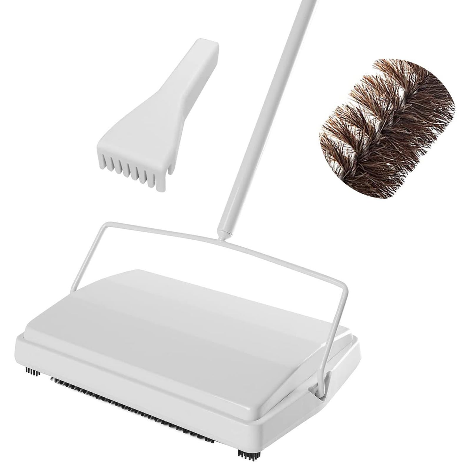 Manuelle Teppichkehrmaschine mit Metallgriff, White