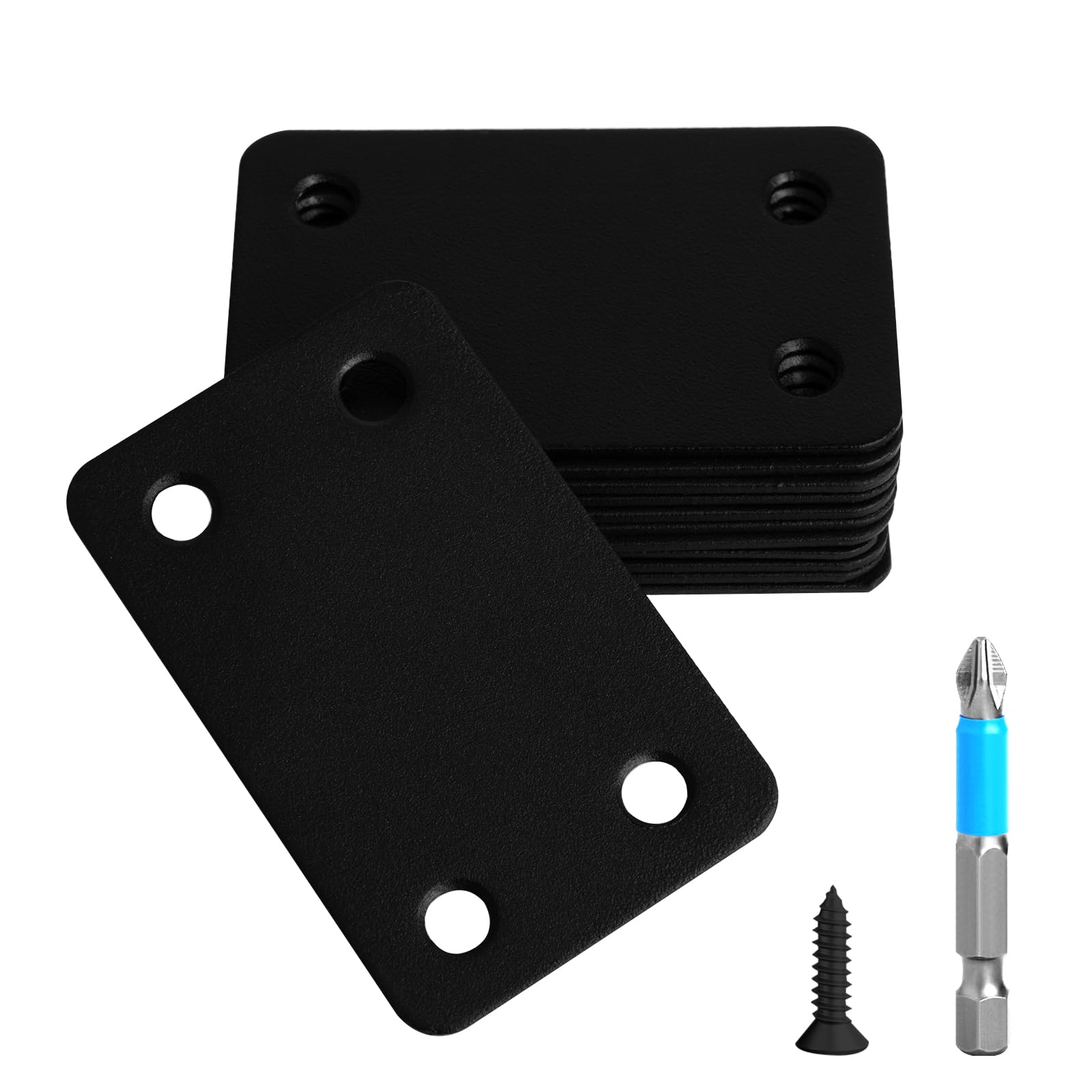 12 piastre di rammendo, 6 x 3,8 cm, piastre piatte in acciaio inox con fori, kit di staffe di montaggio dritte in metallo per mobili, connettori per giunti in legno e elementi di fissaggio