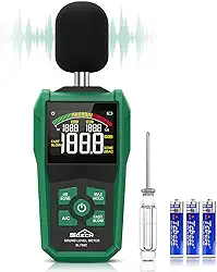 Decibelímetro, SQECH Medidor de Decibeis com Tela Retroiluminada Colorida, Medidor de Ruído com Ponderação A/C, Unidades dB/SONE, Resposta RÁPIDA/LENTA, Max/Min,Faixa 30-130dB, para Casa/Escritório