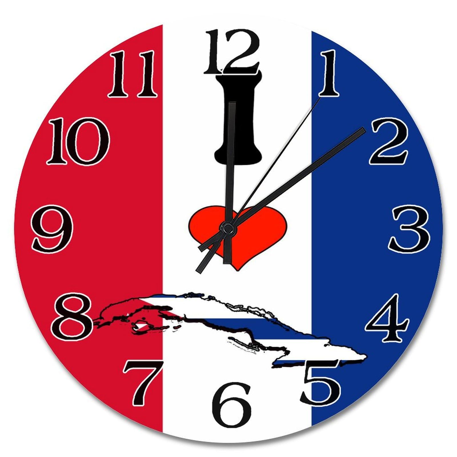 Horloge murale drapeau de Cuba silencieuse sans tic-tac chambre