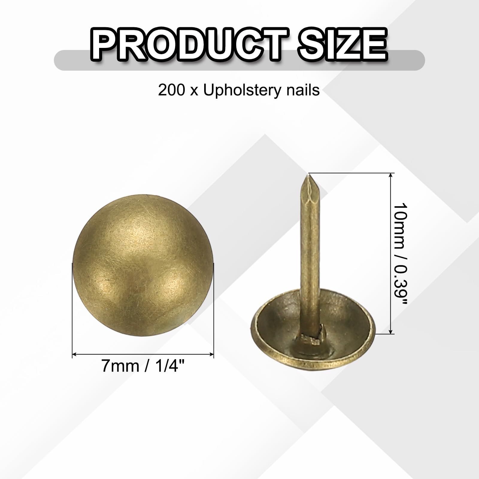 PATIKIL 200 Pcs Upholstery Tacks 0.39" x 1/4" Head Dia Vintage Thumb Nails Pins Round Head Metal Push Tack Pin for DIY Furniture Sofa Chair Decor - Image 2