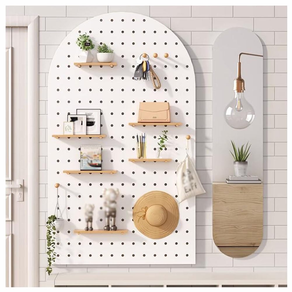 Paneles De Pared De Tablero Perforado, Kit De Organizador De Pared Con Combinación De Tablero De Clavijas De Madera, Paneles De Tablero De Pared De Almacenamiento De Control ( Color : White , Tamaño :