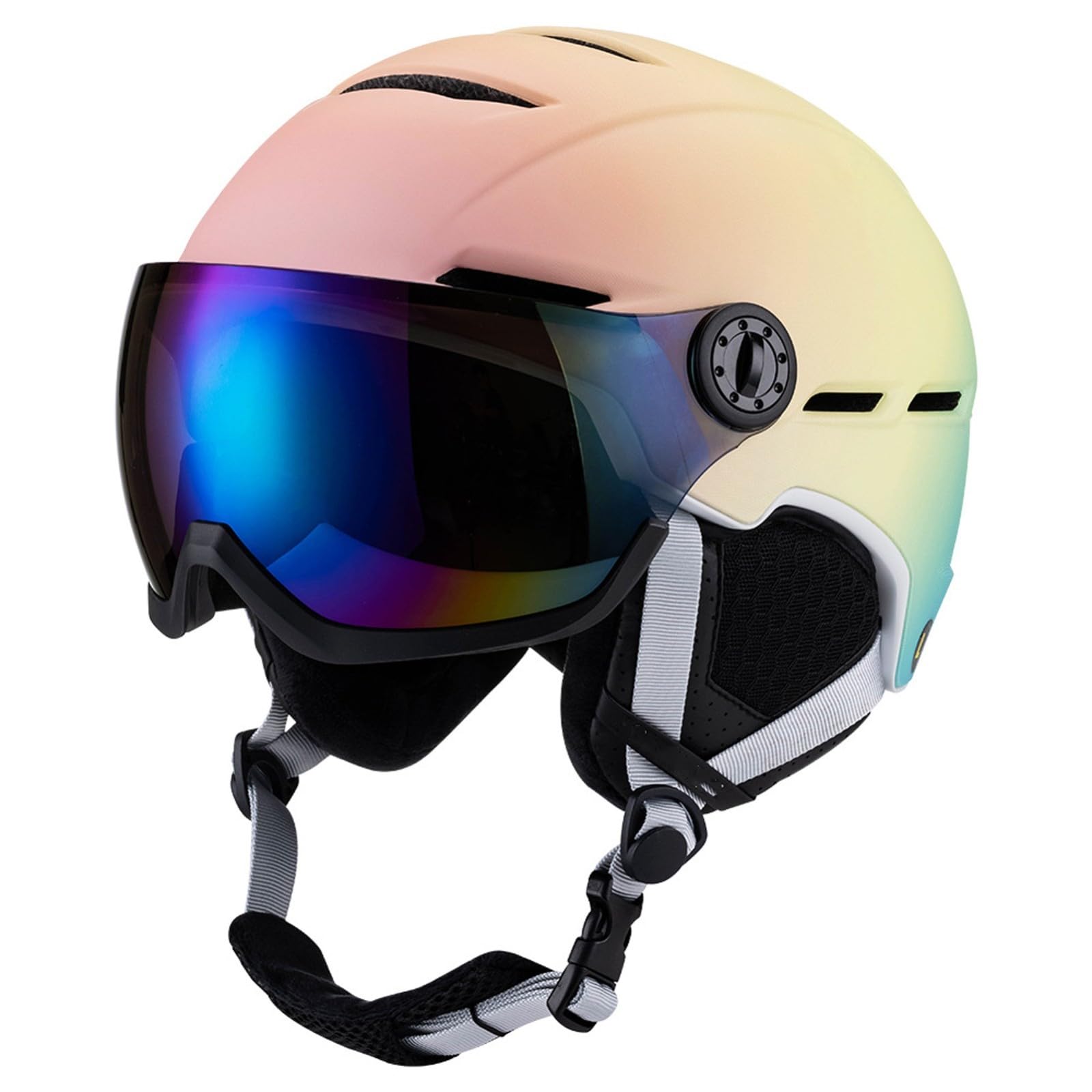 Casco de Snowboard para Hombres/Mujeres, Casco de Esquí con Orejeras Desmontables, Desmontable, Integrado Gafas Protectoras 04,M
