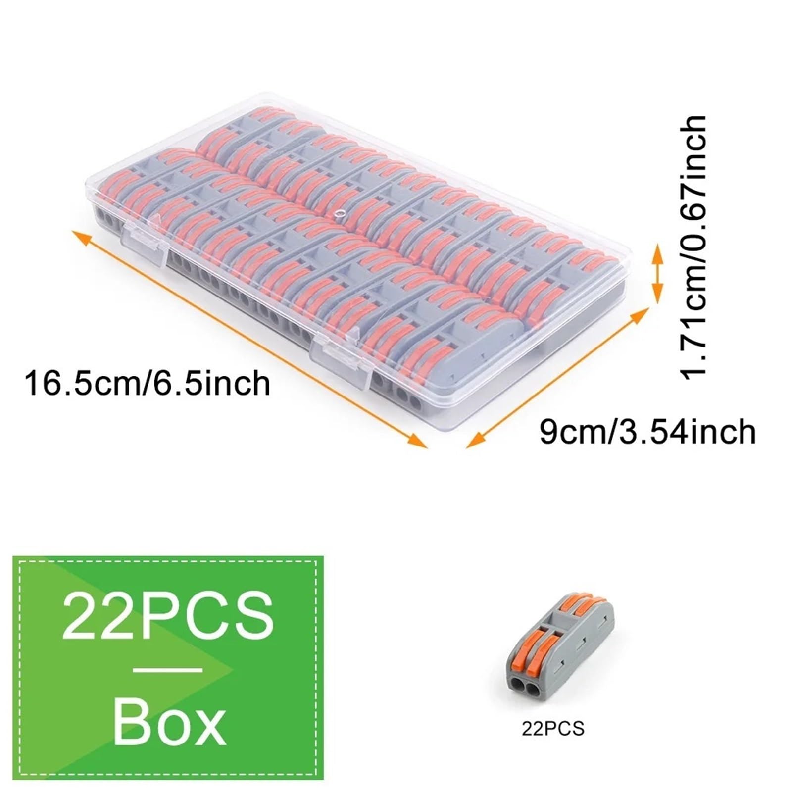 Confezione da 22 connettori a leva a innesto da 2 a 2 terminali elettrici compatti a giunzione rapida(22PCS Grey-O)