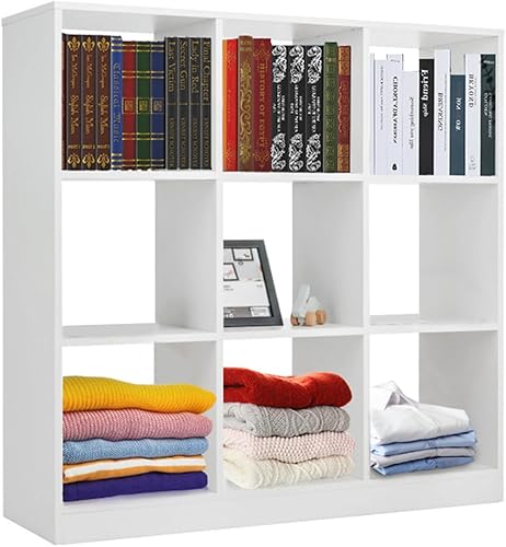 Estantería y estantería para niños, almacenamiento de juguetes, estantería moderna de 9 cubos con 2 kits antivuelcos para libros, juguetes y adornos