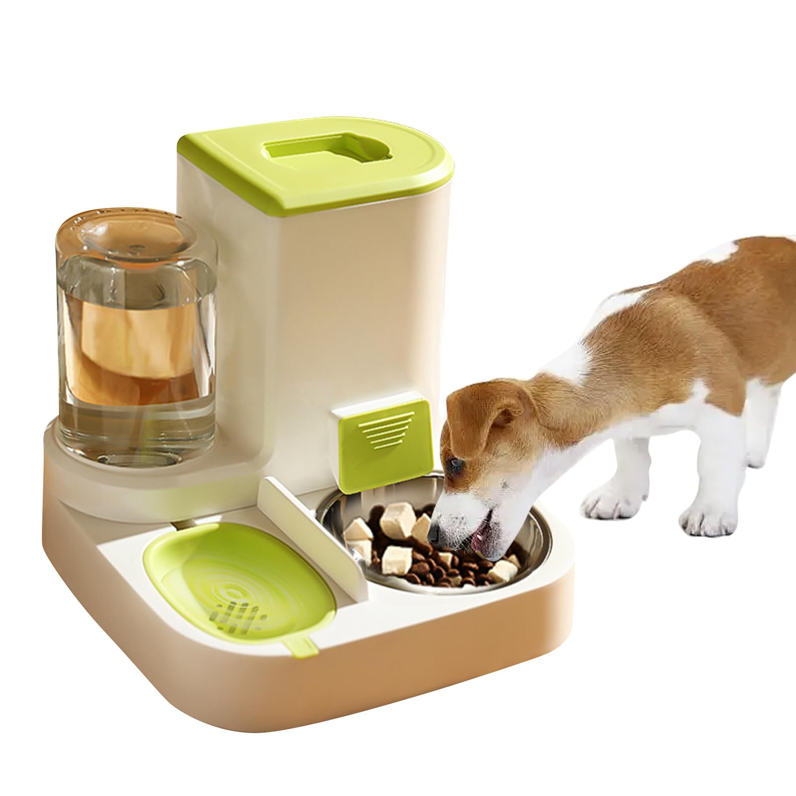 PETCUTE Gravity Pet Feeder and Water Dispenser Set,2 in 1 Automatic Pet Feeder Dispenser,Automatic Cat Food Dispenser, Detachable,Easy Clean,Integrated Large Capacity Dog 1L Water Bowl 2.8L Food Bowl