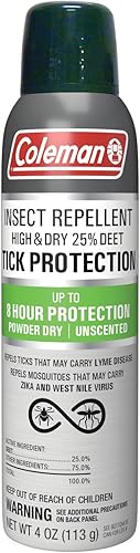 Coleman Tick Protection Dry Formula 25% DEET repelente de insectos, repelente de garrapatas para personas - 4 onzas