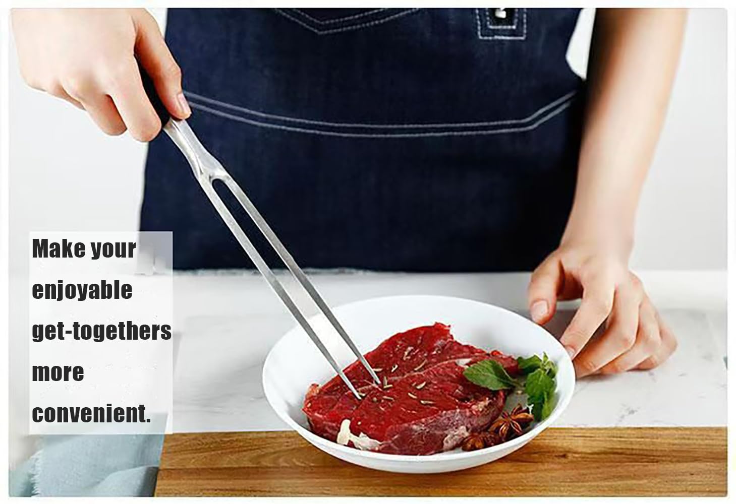 Better-Love Chef Pro - Tenedor de acero inoxidable para barbacoa, herramientas para barbacoa, tenedores de carne de 12 pulgadas, apto para cocina, barbacoa (12 pulgadas) (color tronco)