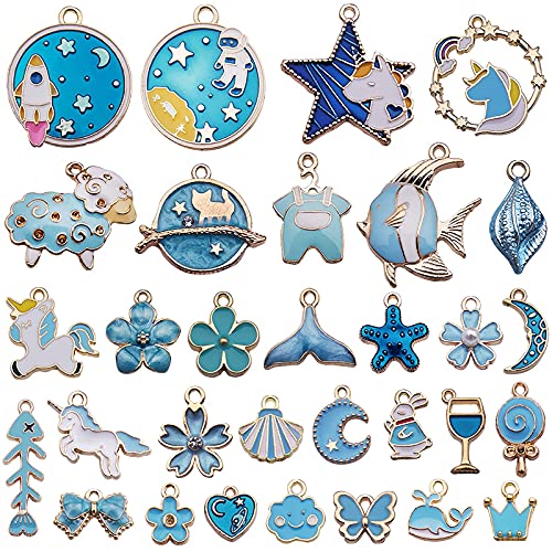 CENRONG Alloy Assorted Enamel Charms, 31 PCS Bow-Knot Cat High Heels Handbag Lovely Pattern Charms for Women Girls DIY Jewelry Crafting Making
