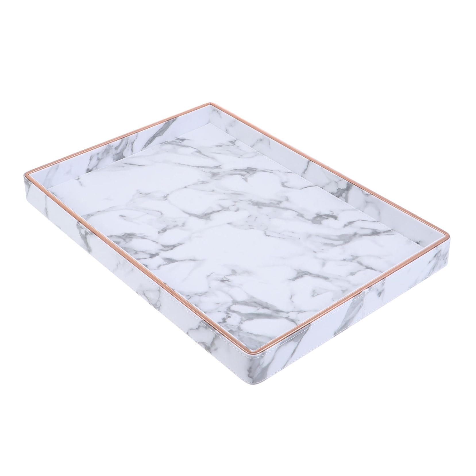 Ipetboom 1pezzi Vassoio in Pelle Design Grana di Marmo Portaoggetti da Scrivania per Gioielli e Piccoli Oggetti Organizzatore Multiuso per Studio e Soggiorno