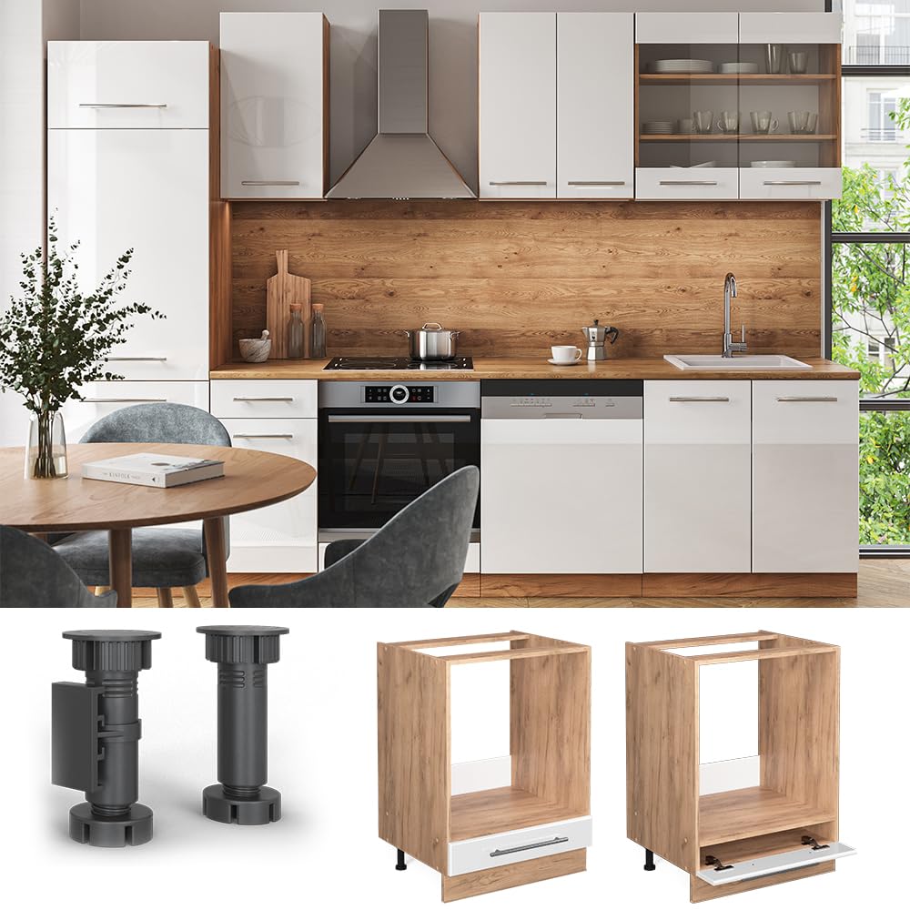 Vicco Herdumbauschrank Fame-Line, Weiß Hochglanz, 60 cm ohne Arbeitsplatte, zur Kombination mit weiteren Modulen der Fame-Line Serie
