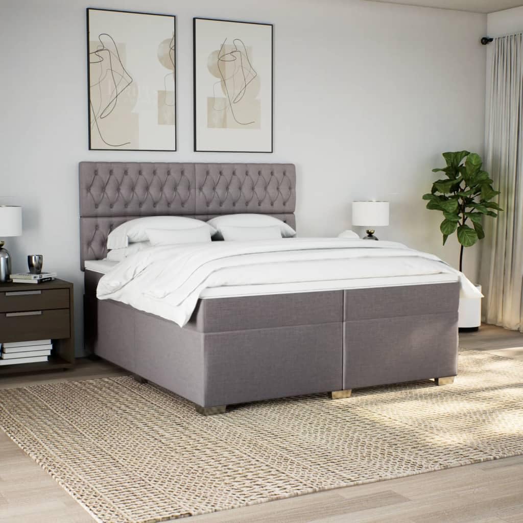 Cama Box Spring con colchón somier Mueble Cama Estructura Cama Bed Frame Cama con colchon Tela Gris Taupe 200x200 cm - 3290606