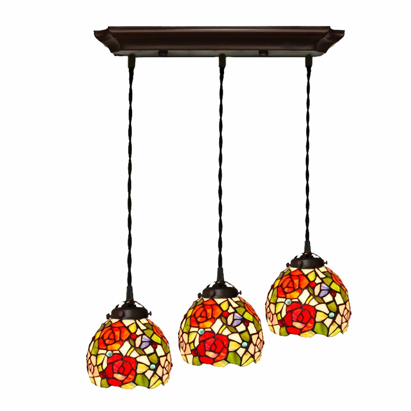 Lustre de salle à manger Tiffany suspension grand format en verre rose pour salon de charme