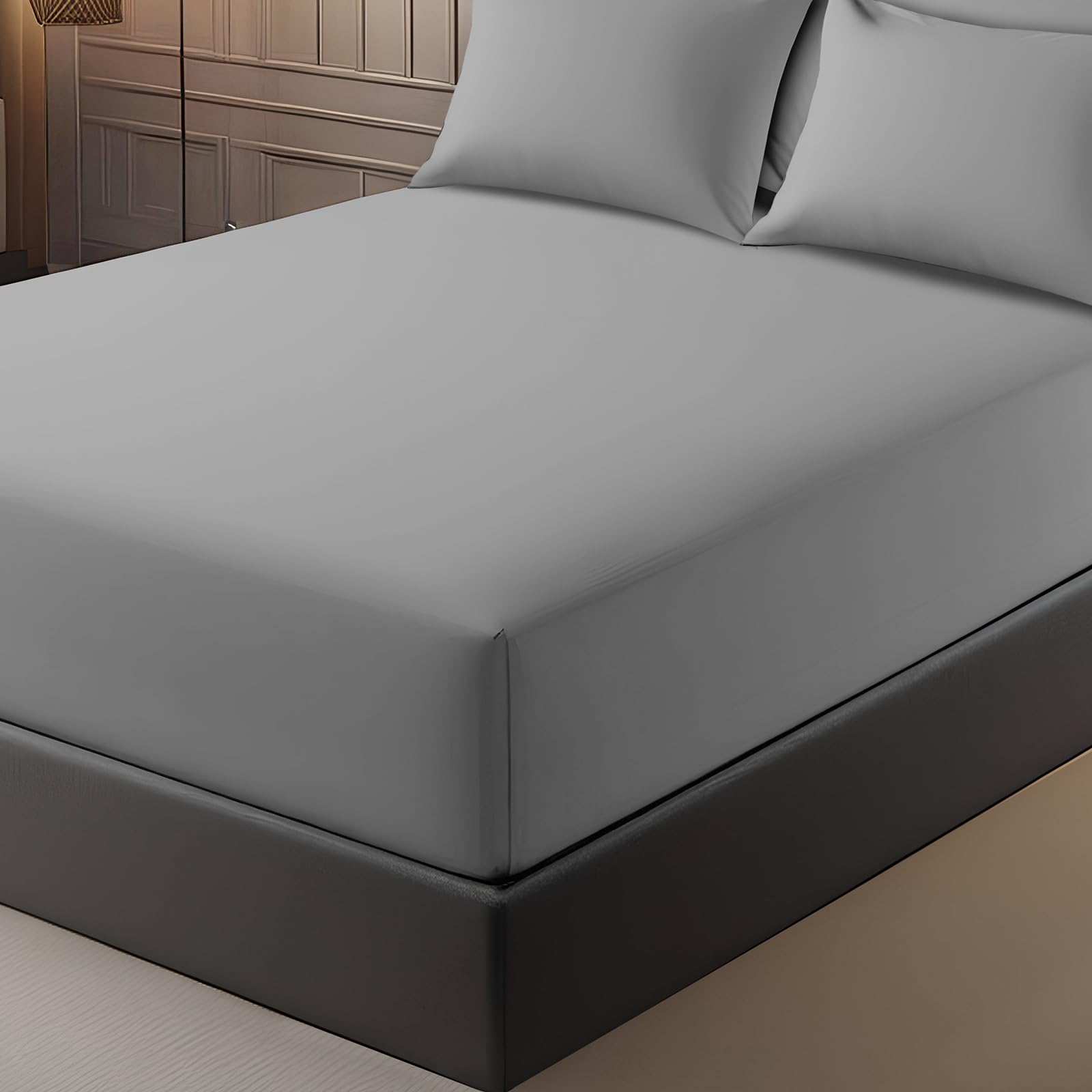 Pamposh Double Fitted Sheet Extra Deep Pocket 40 cm (16 inches) Durable Elastic Fitted Bed...