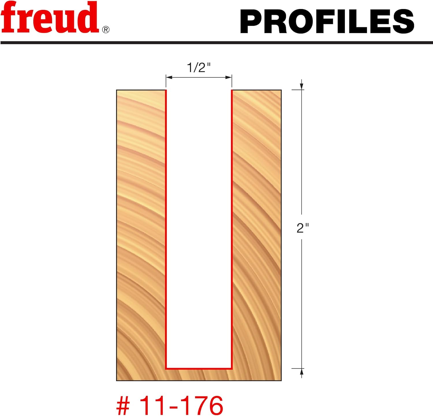Freud 11-176: 1/2" (dia.) Single Flute Straight Bit with 1/2" shank, 4-1/8" overall length
