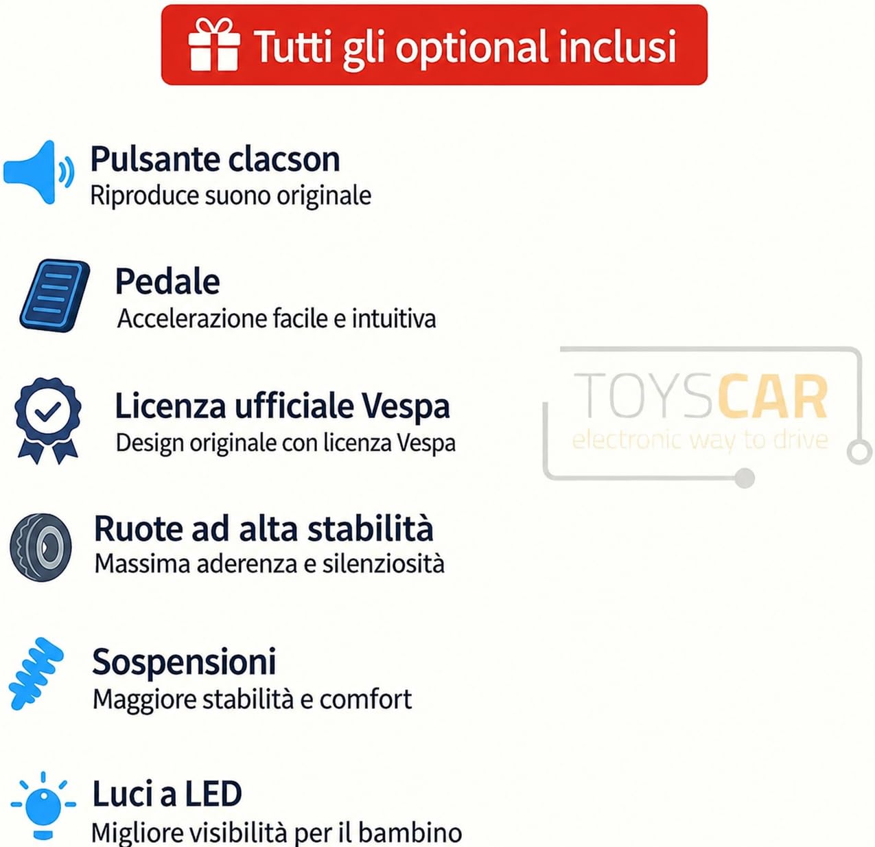 TOYSCAR Moto Elettrica Bambini Mini Vespa Elettrica per Bambini 18-36 Mesi, Moto per Bambini 6V con Licenza Ufficiale Piaggio, Luci LED, Clacson, Pedale, Ruote Stabilizzatrici (Rosa)