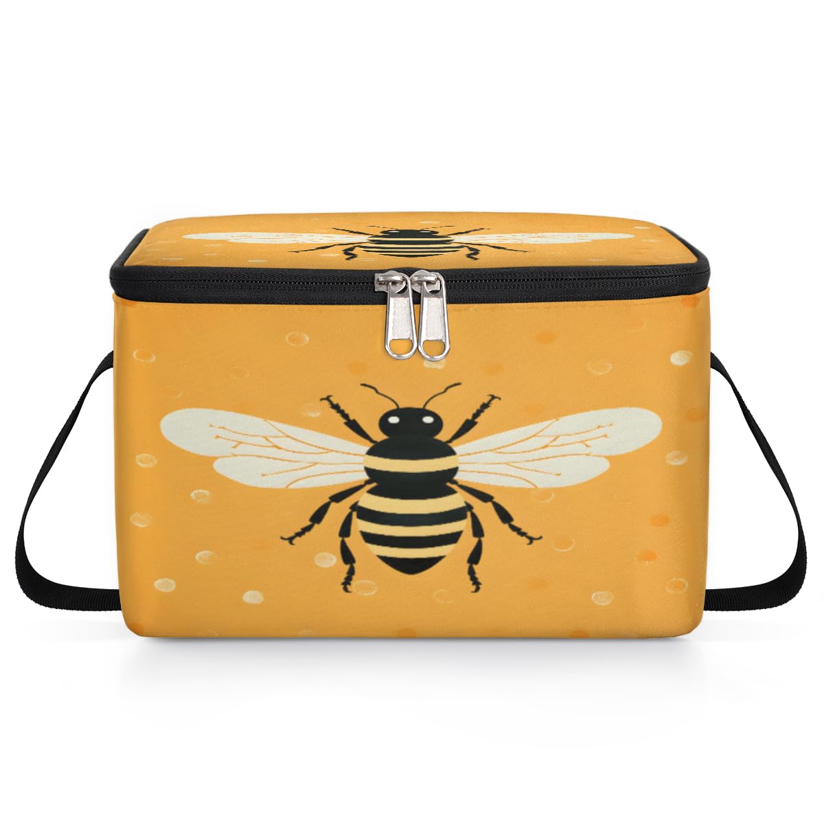 GzLeyigou Bee Lunch Bags for Women Men 9 Cans, Hot & Cold Food Delivery Bag Insulated Grocery Bag Insulated Lunch Box Yellow Bee Cooler Bag for Office Work Picnic Beach