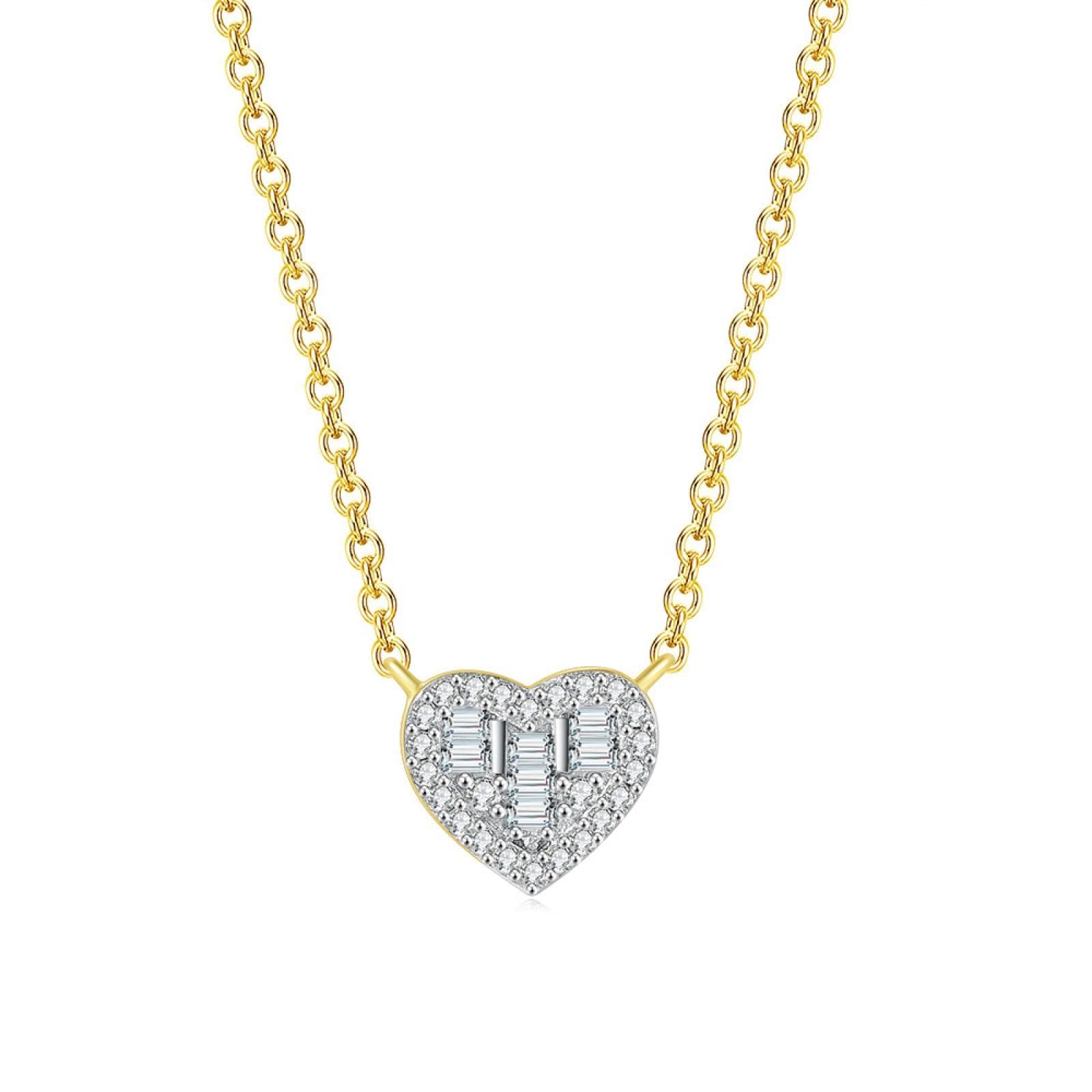 Collares con Colgante estético para Mujer, Gargantilla Femenina en Tono Dorado con corazón de Cristal Coreano, Accesorios de joyería para el Cuello