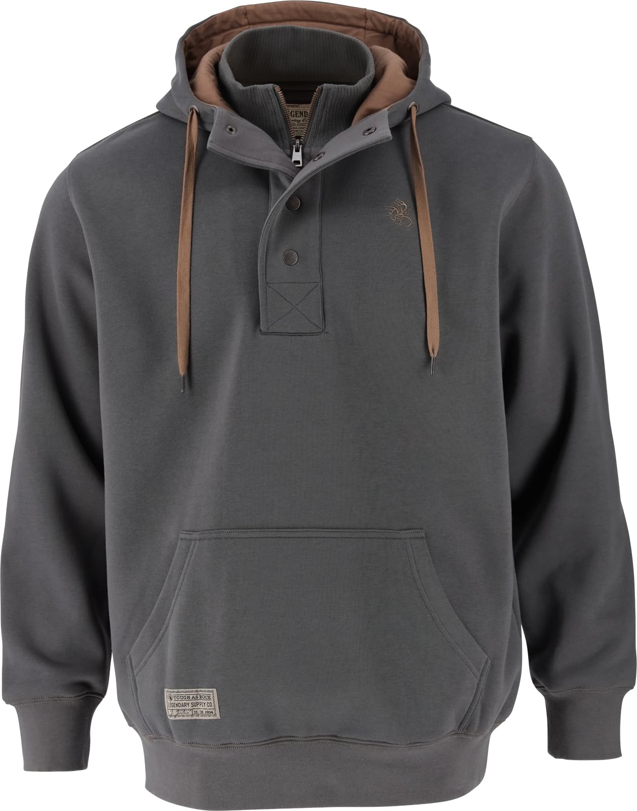 Men's Hoodie Quarter Zip Quilted Sweatshirt Double Layered Lined Hood