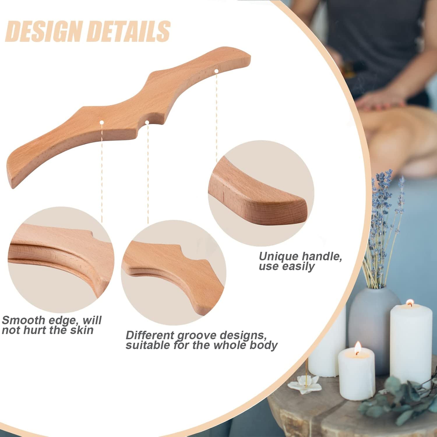 Artist International ™ Wood Therapy Massage Tools,Wooden Lymphatic Drainage Massager,Wood Gua Sha Scraping Tools,Body Sculpting Tools For Maderotherapia,Anti-Cellulite& Muscle Release (Ms-3) 2