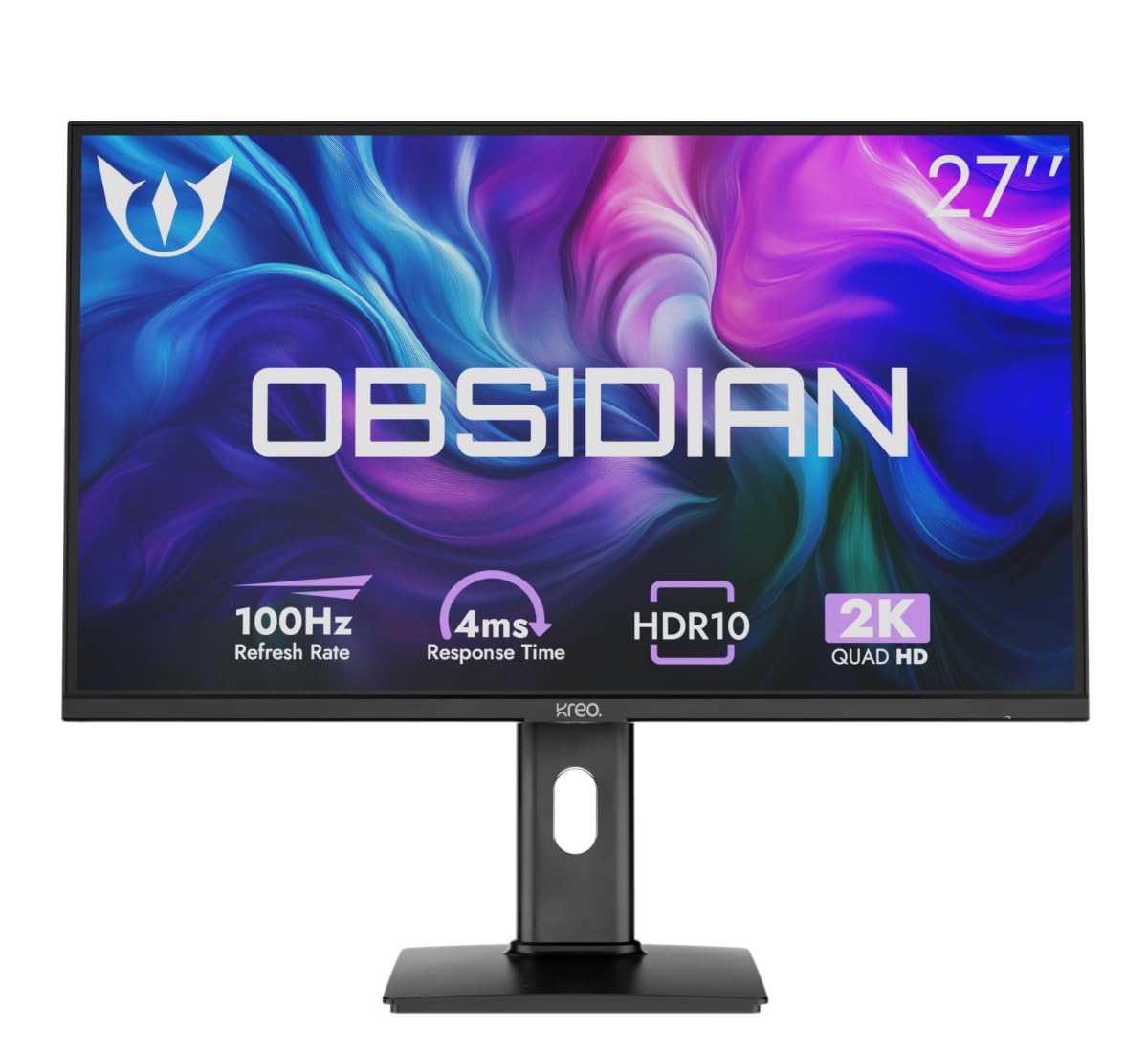 Kreo Obsidian 27I100Q 27″ QHD IPS Monitor | 2560×1440, Factory sRGB Calibrated, 100Hz, Height Tilt, HDMI + DP | Eye Care Productivity Display-image-22