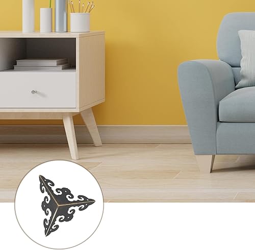 Miniatura 3 de METALLIXITY Protectores de esquina decorativos (1.969 in1.97 pulgadas), 4 unidades, funda de metal de madera para muebles, mesa de madera, bronce