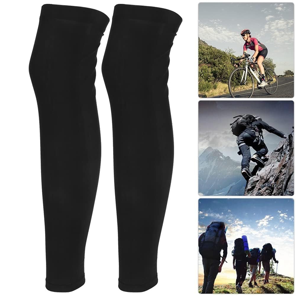 Agatige Manicotti Gambe Estate, 1 Paio Manicotti a Compressione a Gamba Intera Manica di Gamba da Basket Unisex Manica delle Gambe a Compressione per Sport all'aperto(Nero)