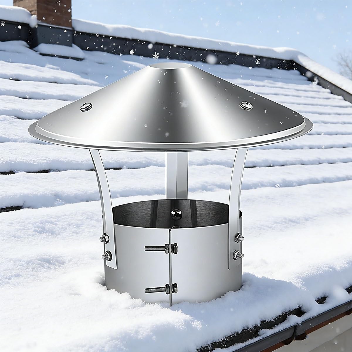 PFXNGMS 304 Stainless Steel Chimney Cap, Cone Top Stove Pipe Caps 7.5 9 10 11 12.5cm, Weatherproof Round Exhaust Vent Cover, Fireplace Flue Cowl Stovepipe Finial,for Oil Stove Vent(13.0cm)