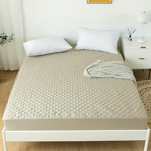Funda protectora de colchón impermeable color caqui, sábana bajera acolchada con bolsillo profundo, para niños, adultos, ancianos (caqui,