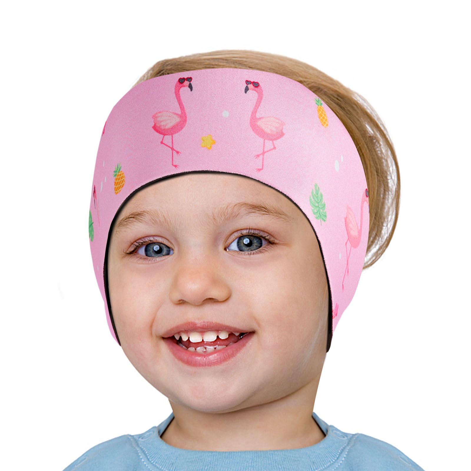 HeySplash Swimming Band, Size S, Swimming Ear Protection Band, Neoprene Ear Protector for Kids and Teens, Waterproof Swimming Headband, Pink Flamingo โ image 1