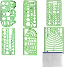 6 Pieces Geometric Drawings Templates, Circle Stencils Plastic Engineering Stencils Measuring Template Geometric Stencil Shapes Drawing Rulers for Art Draft Building School Office Supplies